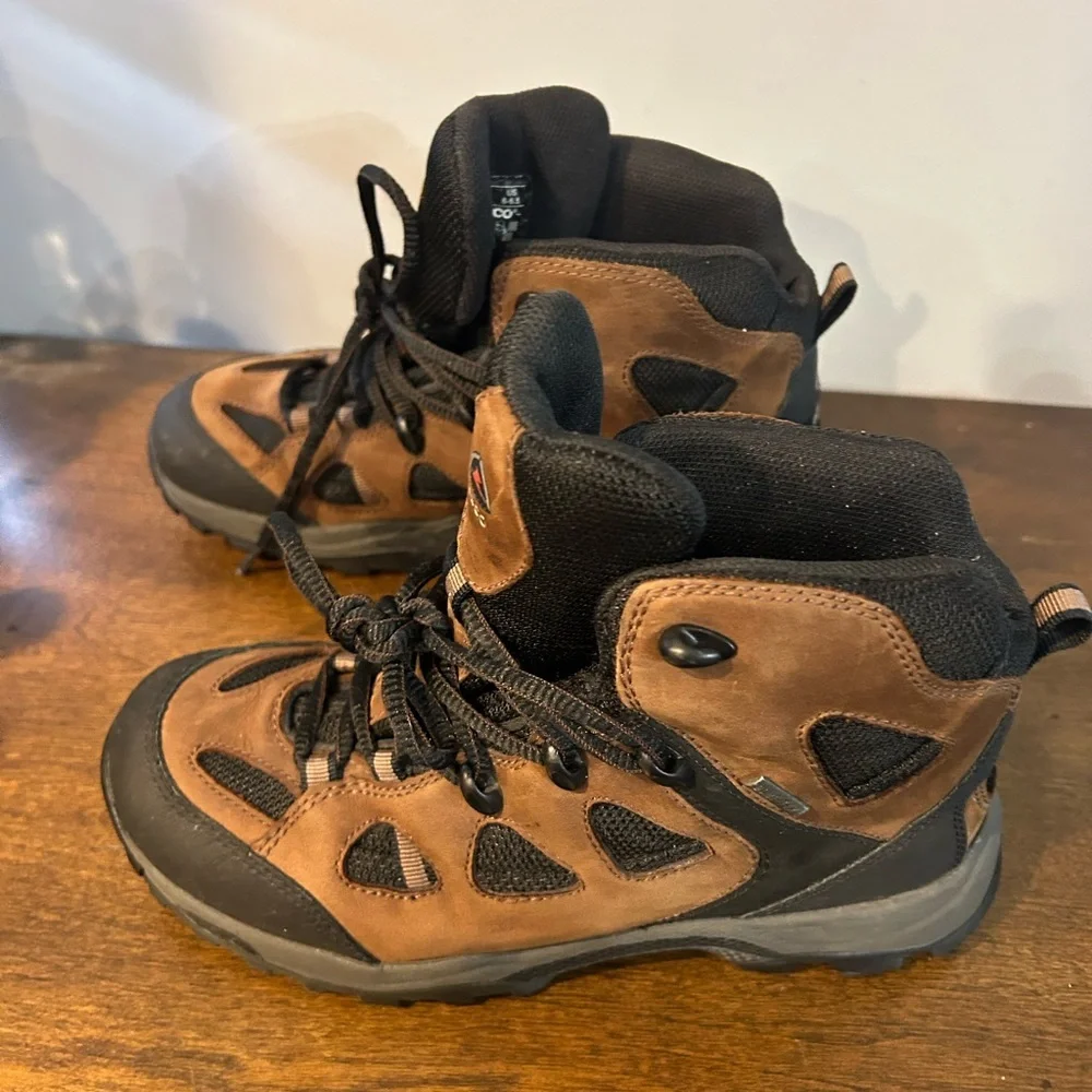 Ecco Receptor Womens Hiking Boots Brown Leather Round Toe Mid Top Lace Up 6-6.5